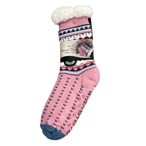 TWO (2) PAIRS MIRABEAU SUPER SOFT THERMAL KNIT SLIPPER SOCKS New - Picture 3 of 7